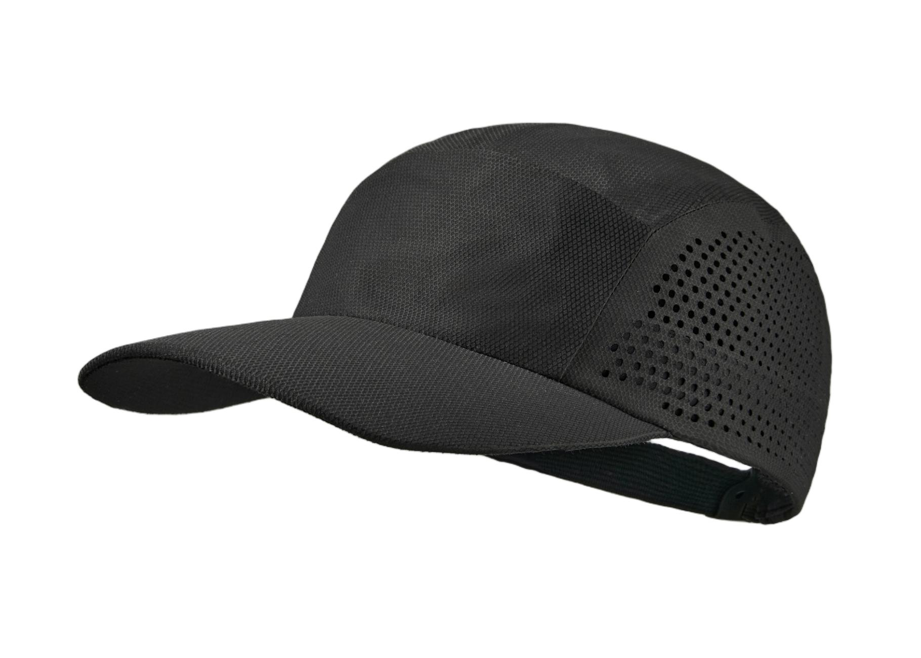custom water repellent seamless perforated running cap black
