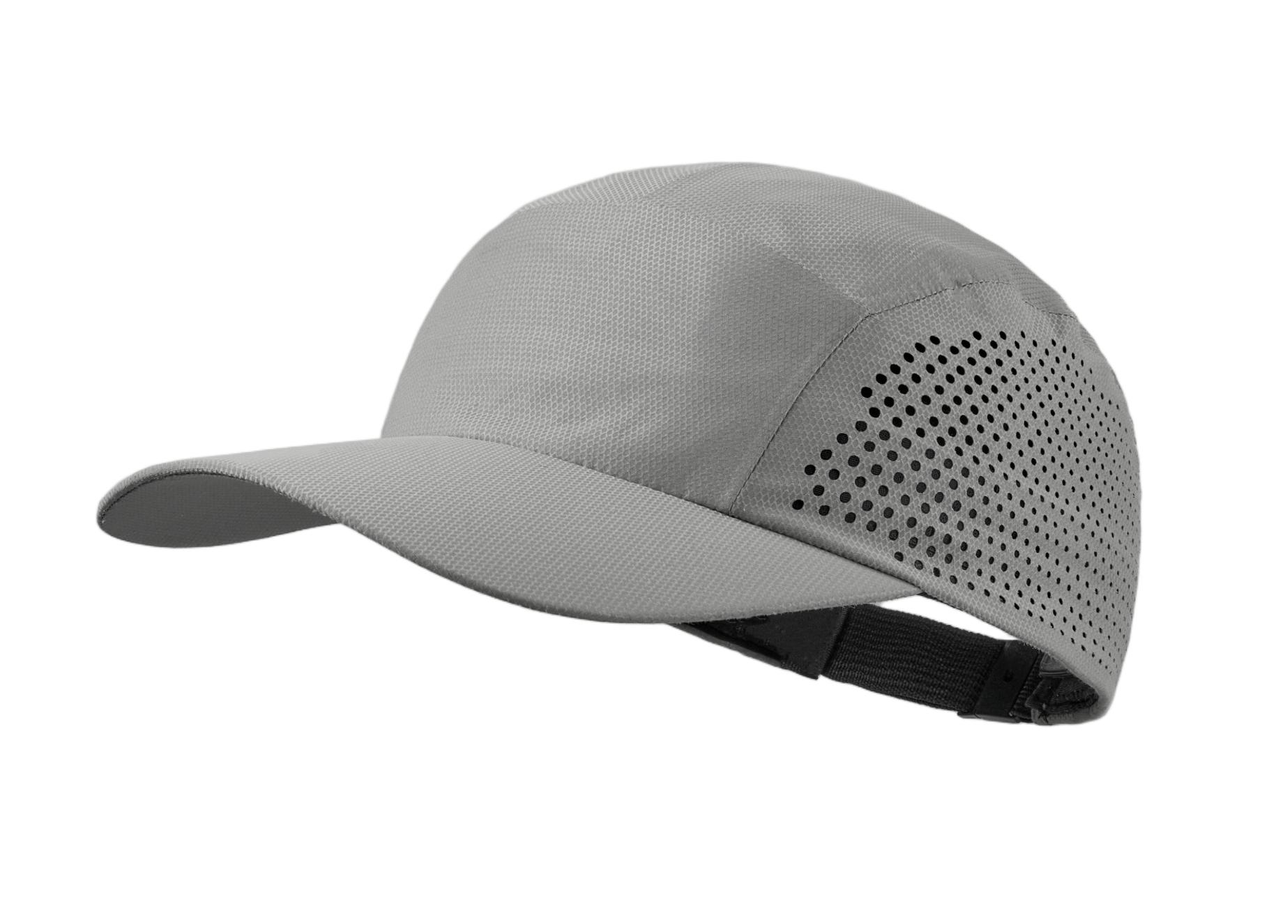 custom water repellent seamless perforated running cap grey