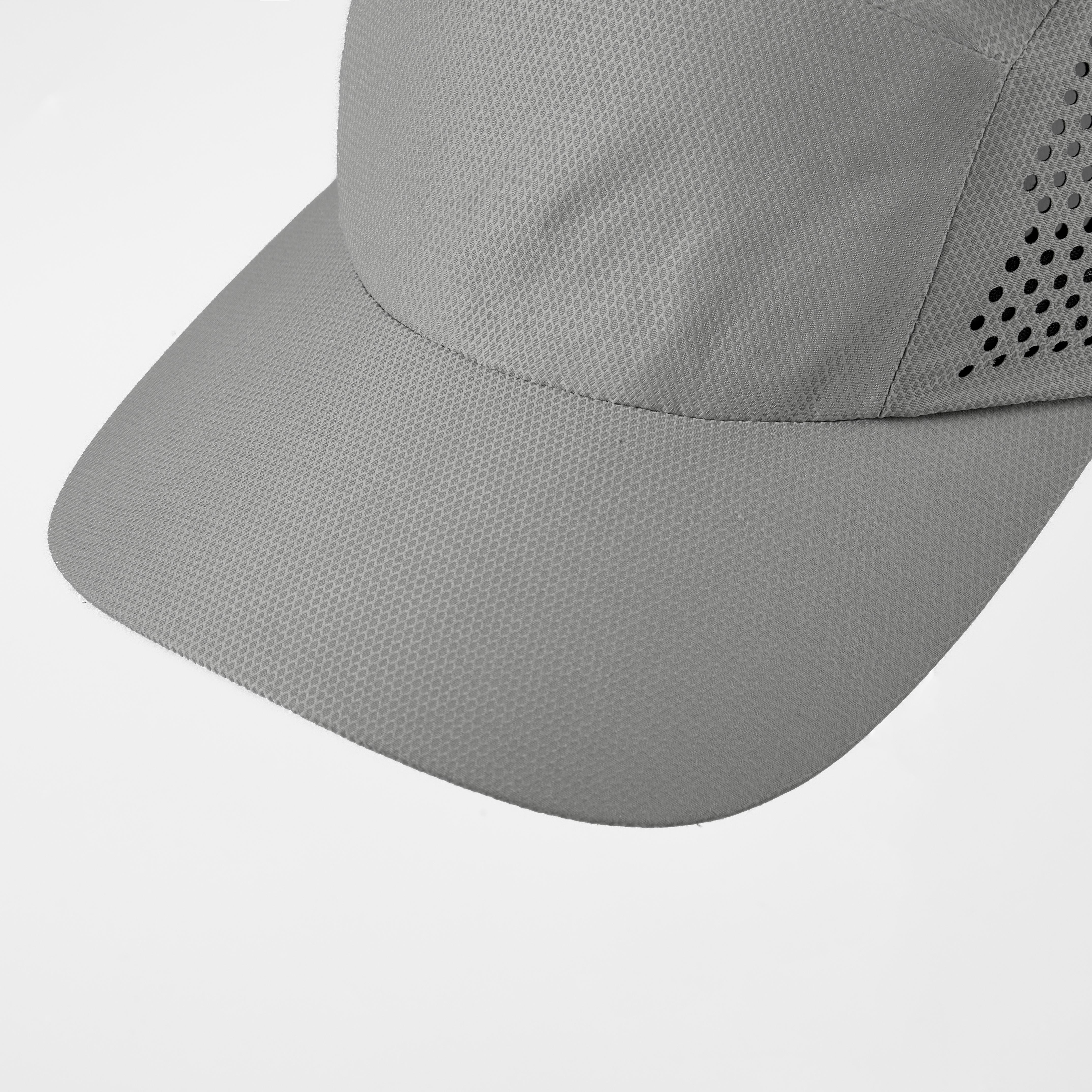 custom water repellent seamless perforated running cap grey peak